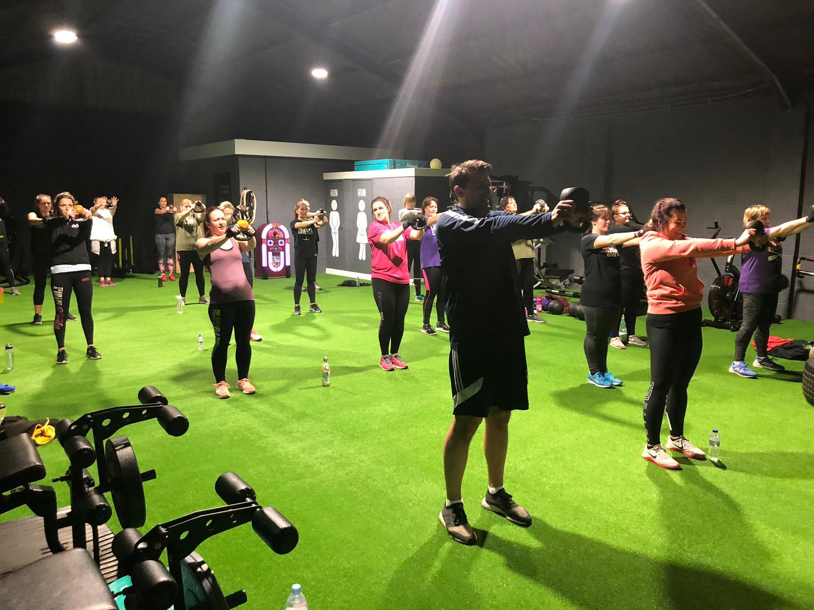 group workout class and sniper hq300