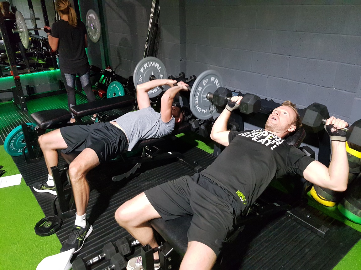 Sniper Recruits lifting dumbells